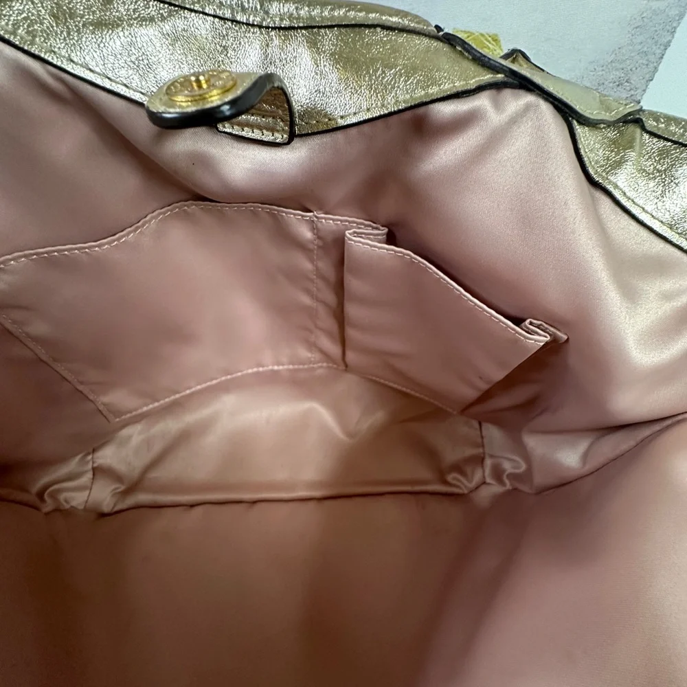 Coach Brown Signature Tote with Metallic Floral Appliqués - Picture 11 of 13